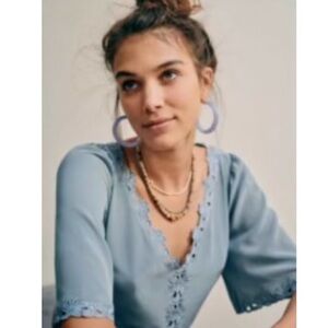 Sezane Ilonie Blouse Bleu Vintage. - Size 36